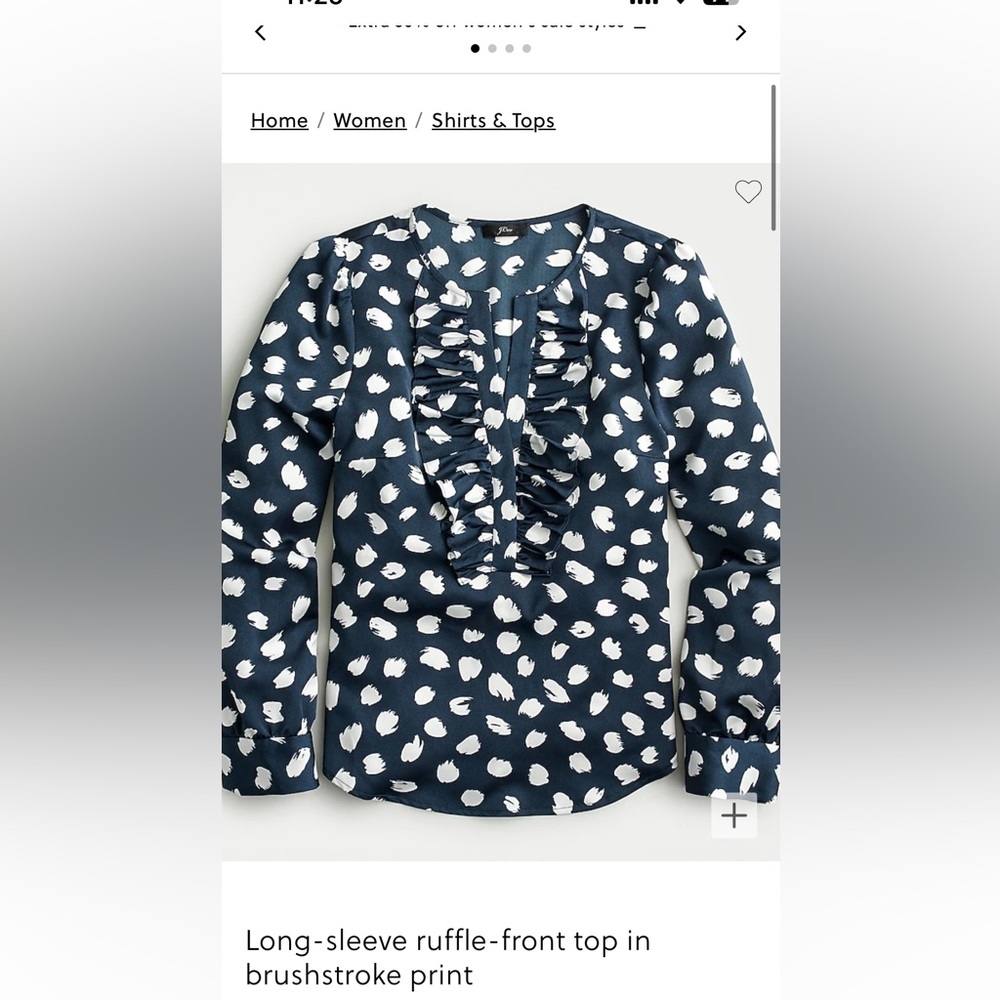 Jcrew Ruffle Detail Top Size XXS, fits like XS/S